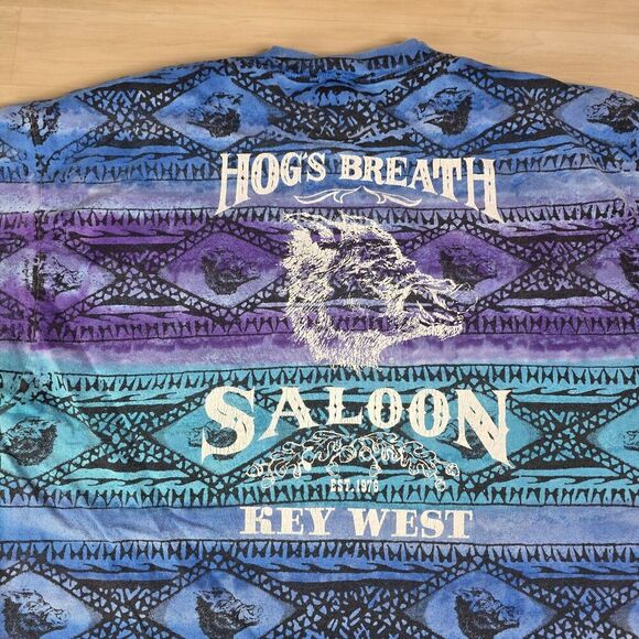 Vintage HOG’S BREATH SALOON AOP Tie Dye Key West Florida Men's Size XL - Picture 9 of 10